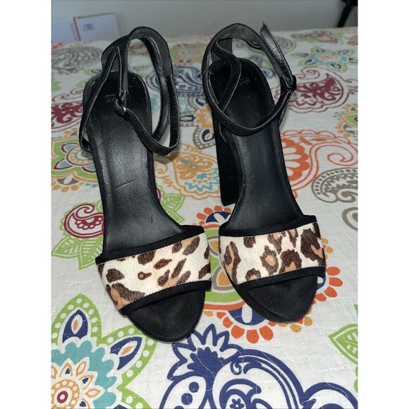 ASOS Platform Heeled Animal Print Sandal Faux Suede Size 5 - Picture 2 of 10
